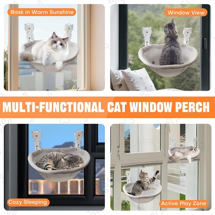 Кішка лежак на вікно Homegroove, 45 x 30 см, сірий, металевий каркас