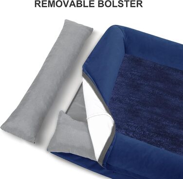 Ортопедичне ліжко для собак XL, великих порід, знімний валик для шиї, водонепроникне, рожеве, 114x89x19 см