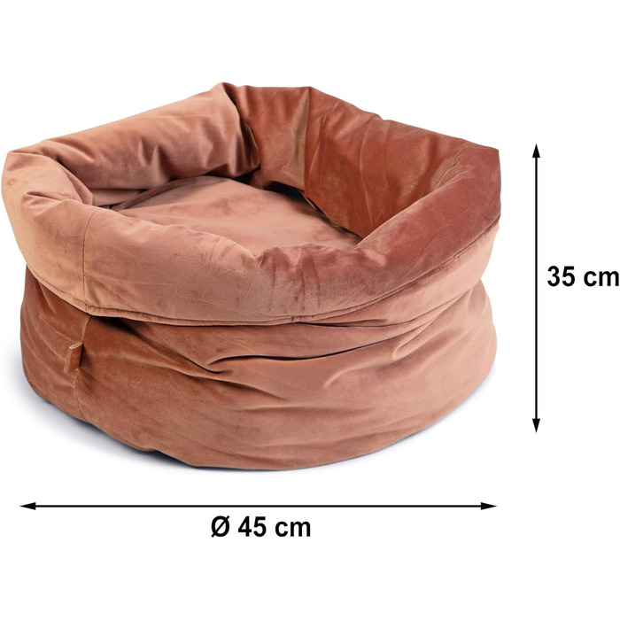 Корзина для кота Lotte Fluco, оксамит, рожева, 45x45x35 см