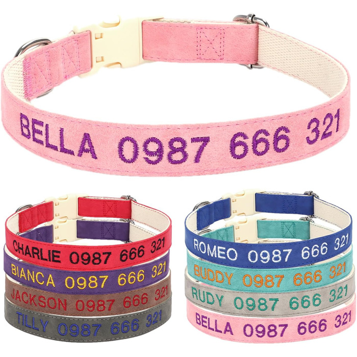 Персоналізоване собаче нашийник з металевою застібкою, нашийник з іменем та номером телефону, регульовані розміри для великих та середніх собак (Collar 06)