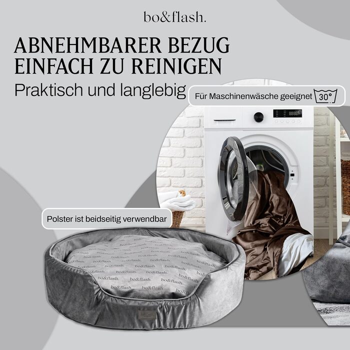 М'яке ліжко для собак San Diego Dark Grey L - зручне собаче ліжко для маленьких та великих собак, з антиковзким покриттям та можливістю прання