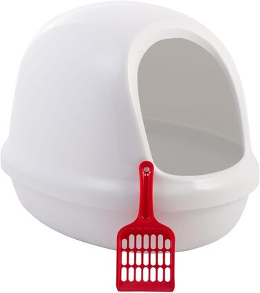 Котлочистка Iris Ohyama PNE-500H біла: велика овальна лоток для котів без кришки, високий знімний борт, BPA-free