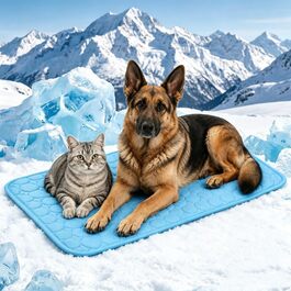 Охолоджувальний килимок для собак та котів XXL (150x100 см), самоохолоджуюча підстилка для домашніх тварин на літо, синя