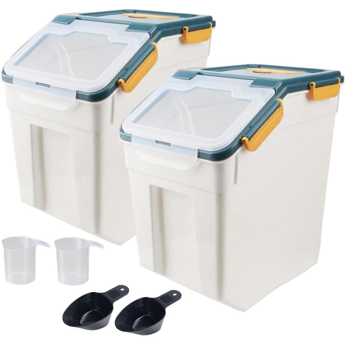 Контейнер для зберігання корму для собак AnRui, 13,6 кг, блакитний, з герметичним кришкою, для корму котів, зерна, мюслі, круп, борошна, органайзер