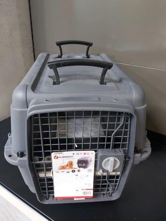 Клітка-переноска для собак Flamingo Lanta – темно-сіра, розмір L (56 × 80 × 59,5 см) | Безпечна, практична та комфортна переноска для вашого собаки