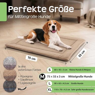 Лежанка для собак RAW Nature Hundedecke SAVO, XL (110x70x4,5 см) – м'яка, двостороння, для переносок, пісочно-коричнева