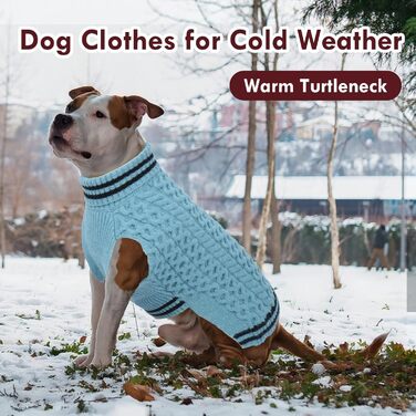 Пуловер для собак середнього розміру без рукавів, для дівчаток, на шлейці, зимовий, з коміром-стійкою, теплий, в'язаний, для осені та зими, блакитний