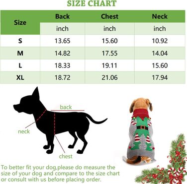 Пуловер для собак на Новий рік, теплий в'язаний пуловер з коміром-стійкою для собак, теплий зимовий одяг для тварин, костюм для собак, подарунок для цуценят, вечірка, Elfenclown, розмір L