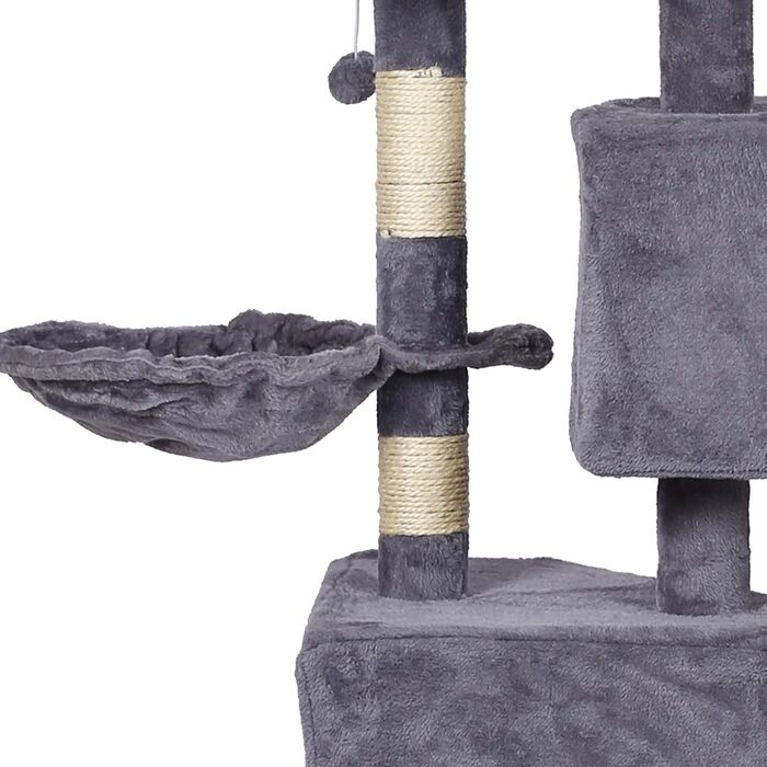 Дряпка для котів Wiltec сірого кольору з мотивом лапок 145 см: дряпка, платформа, будиночок, гамак, кліматичний комплекс для котів