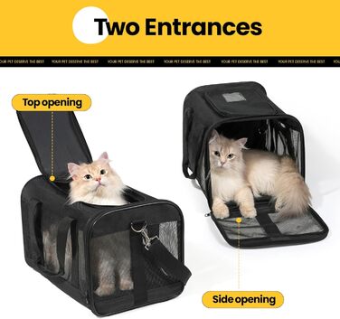 Транспортна переноска для котів та цуценят Conlun - чорна, складна, до 7 кг