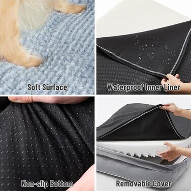 Ортопедичне ліжко для собак з піною-пам'яттю, знімний та пральний чохол, подушка-гніздо, неслизьке підложення та водовідштовхувальне покриття. Ліжко для собак з високим бортиком (XL 107*76 см)