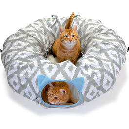 Kitty City Велике тунельне ліжко для котів, біле, іграшка та спальне місце для котів, поп-ап конструкція