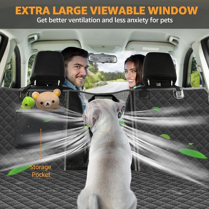 Накладка на сидіння для собак Nzonpet, XL, 100% водовідштовхувальна, з сіткою, антиковзаюча, стійка до подряпин, для позашляховиків та пікапів (сіра)