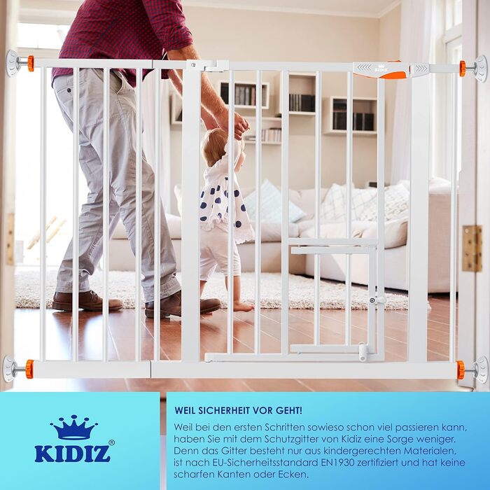 Захист для воріт KIDIZ®: сітка-захист для дітей, собак та котів, без свердління, розширювана, похила, оранжева (102-115 см)