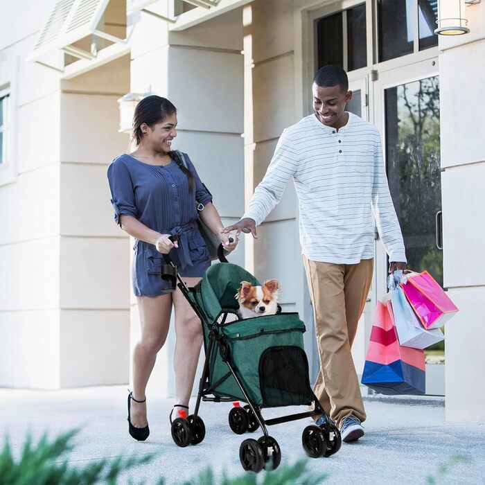 Візок для тварин Wedyvko, легкий туристичний візок для собак та котів до 15 кг, темно-зелений