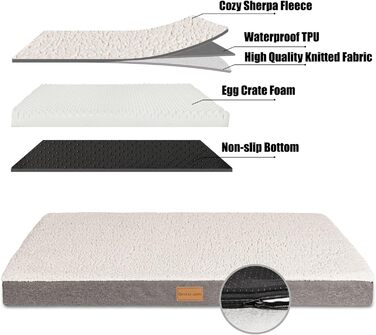 Ортопедичне ліжко для собак Patas Lague, велике, 91,4 x 61 см, м'яке, водонепроникне, з піною, знімний, пральний чохол, неслизьке дно, рожевий (JUMBO:56x40x3.5 IN, слонова кістка)