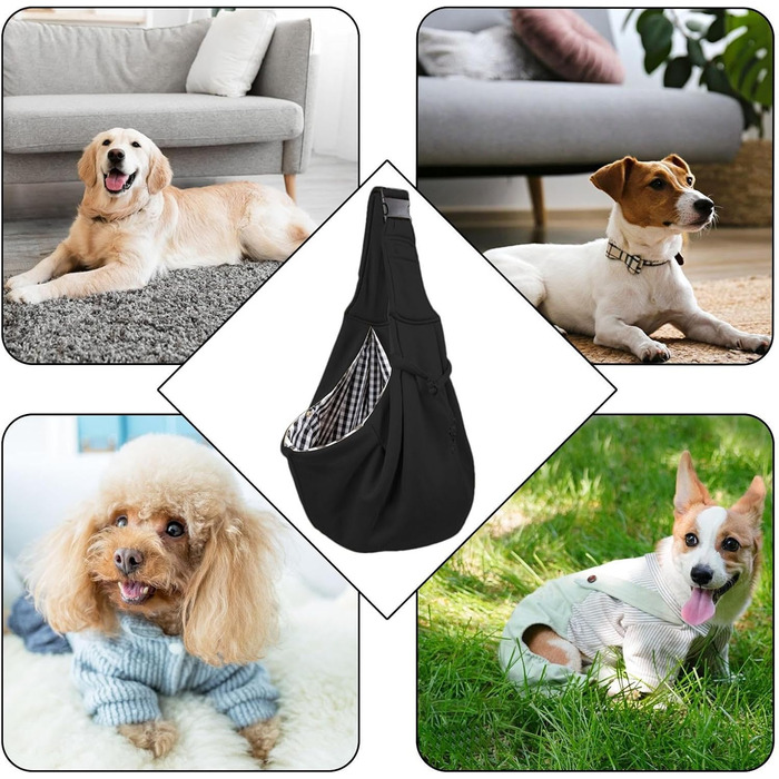 Сумка для собак – переноска через плече для маленьких собак, чорна | для подорожей та прогулянок