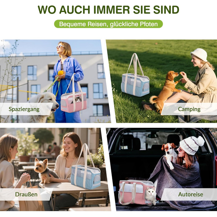 М'яка переноска для собак та котів ALLSOPETS, складана, дихаюча, з поводком, легка, для подорожей, до ветеринара, на вулицю (небесно-блакитний)