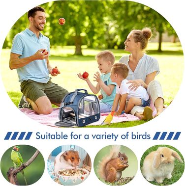 Транспортний бокс для птахів: рюкзак-переноска з підставкою та підносом з нержавіючої сталі, легкий та дихаючий, для подорожей з папугами та канарейками (33*17*26 см)