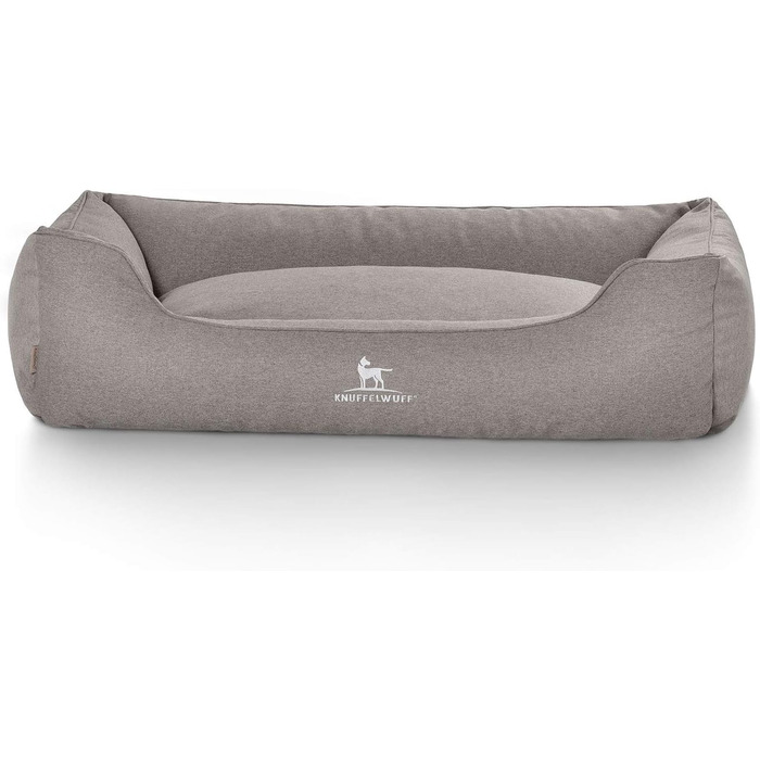 Крісло-ліжко для собак Crispino з велюру, ручної роботи, сірого кольору, розмір M-L, 85 x 63 см. Знімний чохол, легко миється. Підходить для великих, середніх та малих собак.