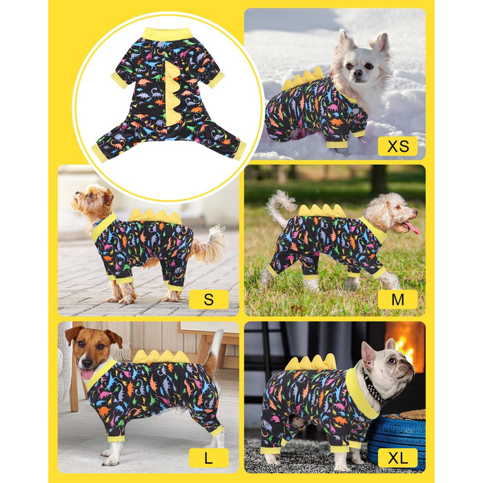 Костюм динозавра для собак CuteBone, піжама з еластичного спандексу, кристанового оксамиту, тепла та м'яка одежда для маленьких собак, теплий халат для домашніх тварин, COSP01S-DE S