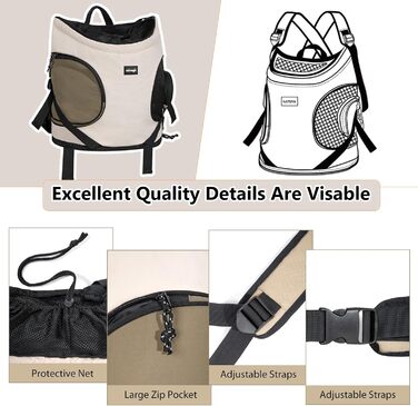 NATUYA Сумка-переноска для собак, переноска для тварин з м'якою підстилкою, 2 кишені на блискавці, для подорожей, прогулянок, переноска для собак з переднім доступом (Абрикосовий)