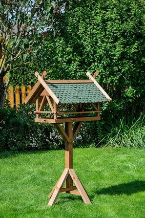 Дерев'яний годівничка для птахів XXL Vogelvilla Westfalen з підставкою, бітумним дахом, 78x62x148 см, темно-коричнева