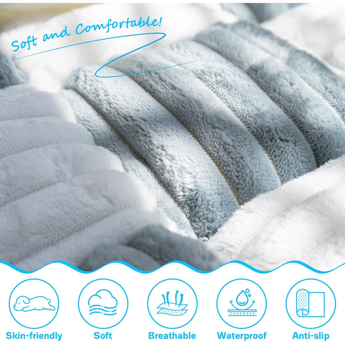 Незсувний авточохол для собак, килимок для домашніх тварин у візерунок на заднє сидіння, водонепроникний та стійкий до подряпин килимок для подорожей, м'який захист для автомобілів, вантажівок та позашляховиків (63 x 138 см), в клітинку, блакитно-сірий, 6