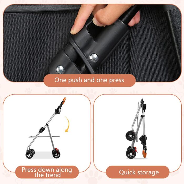 Дитяча коляска для домашніх тварин Simcat: для собак та котів, складна, з колесами на 360°, рожева