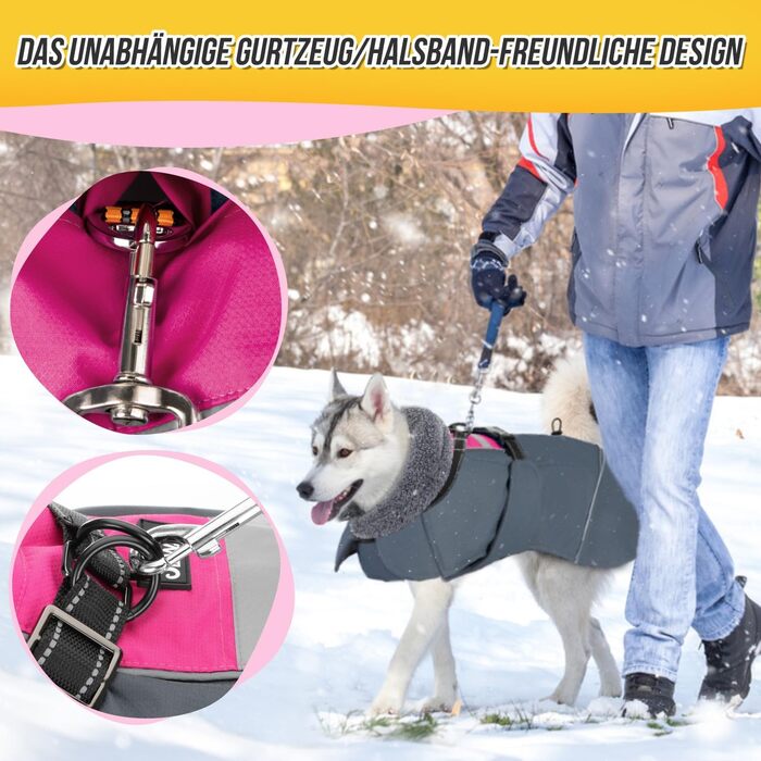 Зимовий теплий водонепроникний теплий зимовий одяг для собак великих порід, з флісовою підкладкою та нашийником, захист від вітру, зелений, XXXL, для собак з обхватом грудей 60-70 см