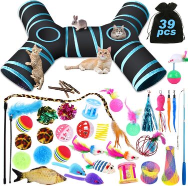 Набір іграшок для котів YUTUY: тунель, 39 шт., мишки та різноманітні іграшки для кошенят та котів