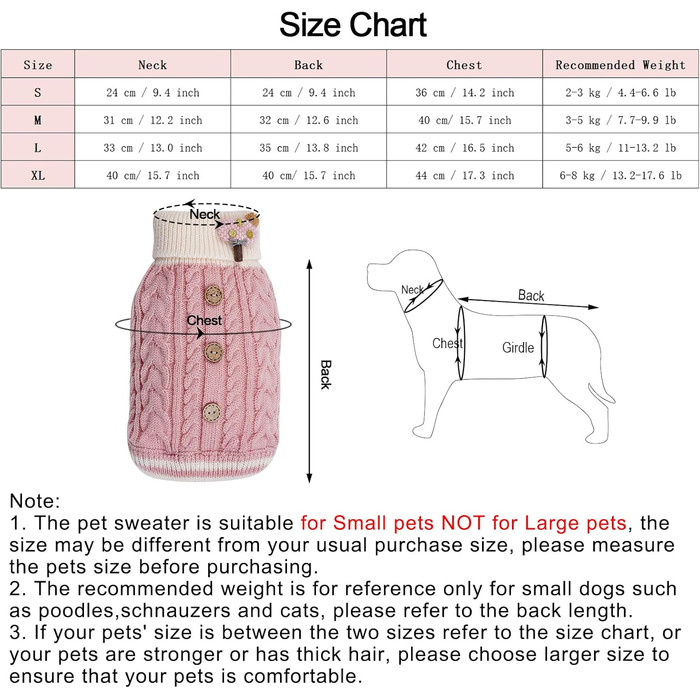 Пуловер для собак з коміром-горловиною, теплий зимовий одяг для собак та кошенят, теплий одяг для собак середнього розміру (Medium)