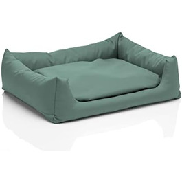 Лежанка для собак Juelle Pola - м'яке ліжко для великих собак, знімний чохол, прання в машині, пухнасте ліжко, собаче ліжко/софа, розмір L (100x80 см), колір: Темний м'ятний