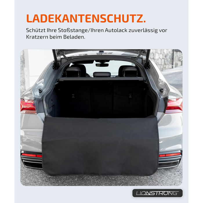 Захист вантажного відсіку LIONSTRONG® – універсальний килимок для багажника авто [з м'якою підкладкою та водонепроникним покриттям] – захист від бруду, подряпин та вологи (100x100 см)