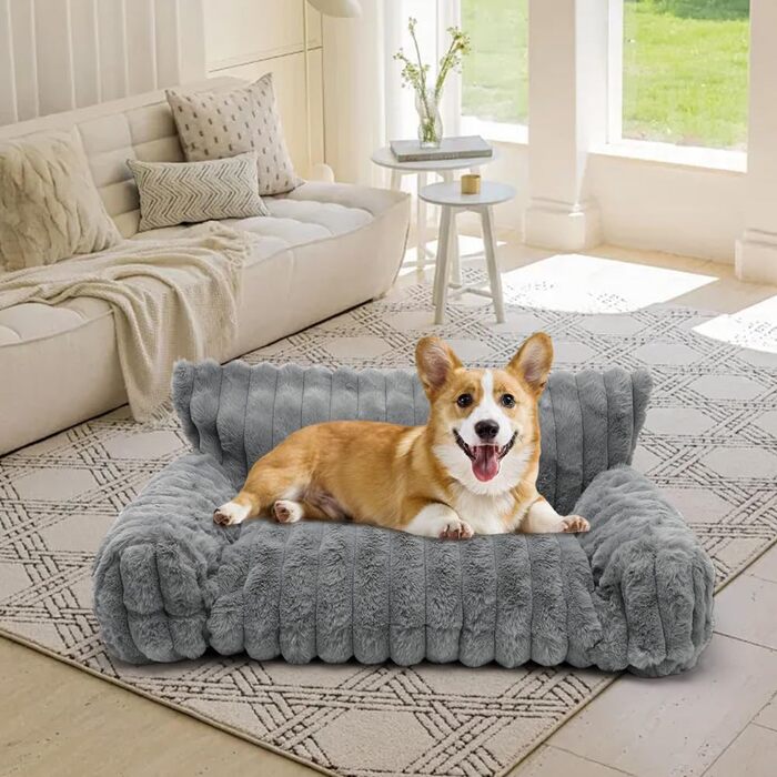 Миска-ліжко для собак і котів LOMUG: зручне, ортопедичне, миється, 60x45x20 см, сірий колір