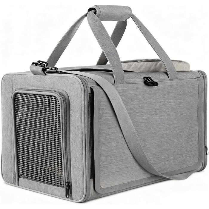 Транспортна переноска для собак та котів | Переноска для тварин | Сіра переноска для вигулу та подорожей