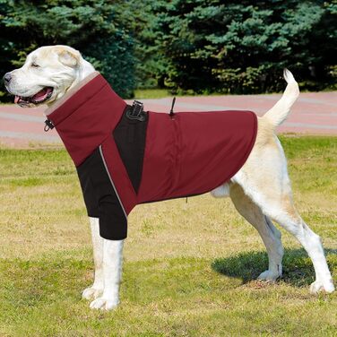 Зимовий одяг для собак, непромокаючий та вітронепроникний з дзвоником для малих, середніх та великих собак, світловідбиваюча куртка з захистом живота (S, червоний)