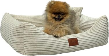 Лежак для собак Leo4dog Cord, знімний та праний чохол, бежевий, XL 115x90 см – м'яке ліжко для малих, середніх і великих собак