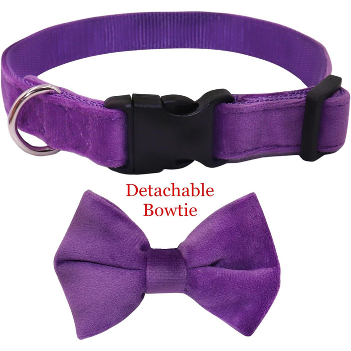 Нашийник для собак з краваткою WDPAWS, м'який велюр, швидка застібка, великі собаки (фіолетовий, L)