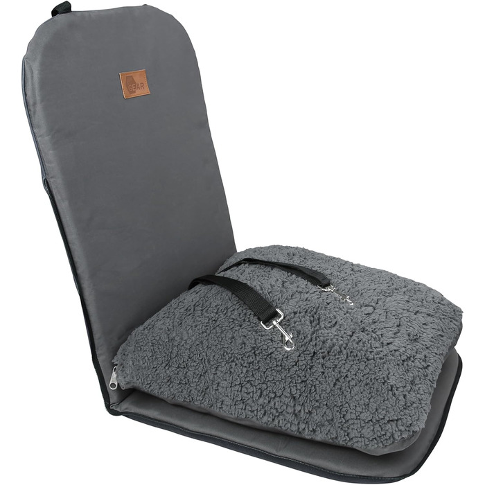 Автокрісло для собак GEAR Frontera – ортопедичне ліжко/кошик для собак, з ременем безпеки, знімний чохол, для маленьких та середніх собак, на передні та задні сидіння, з м'якого тедді