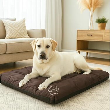 Матрац для собак, лежанка для собак великих, середніх та малих порід - вологостійкий килимок для собак, м'який лежак з піни, Outdoor & міцний матрац для собак - 90x60x8 см Коричневий R1(90 x 60 см) Коричневий