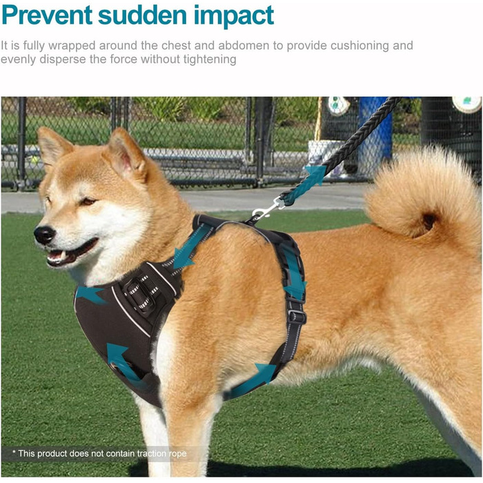 Шлейка для собак Funkeen Anti-Pull, для маленьких, середніх та великих собак. М'яка, дихаюча, регульована, чорна (чорний, S)