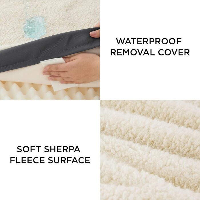 Ортопедичне ліжко для собак BEDSURE великих порід - 112x81x7.6 см, м'яке, миється, сіре/бежеве