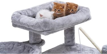 Котячий комплекс Hey-brother 128 см з великою будкою, світло-сірий