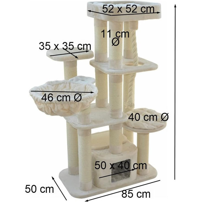 Котячий будиночок Nanook Memphis XXL - великий, з плюшем, для великих котів, 158 x 85 x 49 см, бежевий