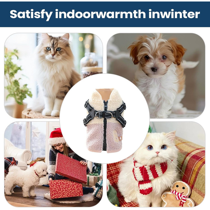 Зимовий теплий куртка для собак, вітронепроникний, з флісовою підкладкою, з отвором для повідка, для цуценят та собак середніх розмірів, для осінніх та зимових прогулянок, зелено-білий (рожевий/білий)