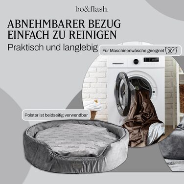 М'яке ліжко для собак San Diego Dark Grey L - зручне собаче ліжко для маленьких та великих собак, з антиковзким покриттям та можливістю прання