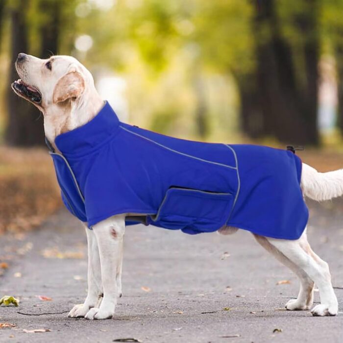 Водонепроникна куртка для собак середнього розміру MIGOHI, тепла флісова куртка для собак, жилет для собак, підходить для Шнауцерів, Джек Рассел Тер'єрів, Французьких бульдогів, зимові куртки для собак (Синій, XXXX-Large)