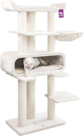 Дряпка для великих котів Petrebels Maine Coon XXL Route 180 см, беж/крем, стовпи Ø12/15 см натуральний сизаль, дизайн для мейн-кунів