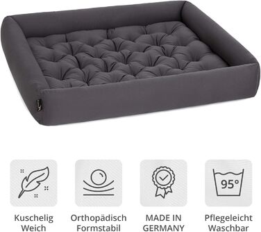 Ортопедичне ліжко для собак середнього розміру - ліжко з знімним матрацом, прання до 95°C, сушка в сушильній машині, стійке до подряпин та укусів, Made in Germany (XXXL - 110x100 см, Антрацит)